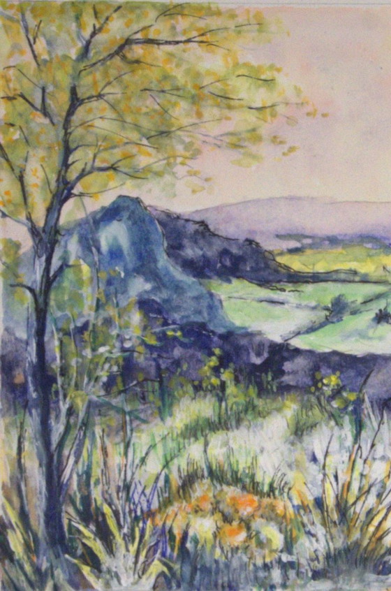 Acuarela que representa un paisaje cerca del lago Guéry, Mont-Dore, 32x24 cm. – Arte, Paper (photo 4 of 5)