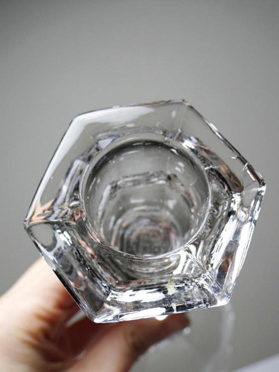 Image 1 of Antique twisted molded glass candlestick, circa 1930-1950