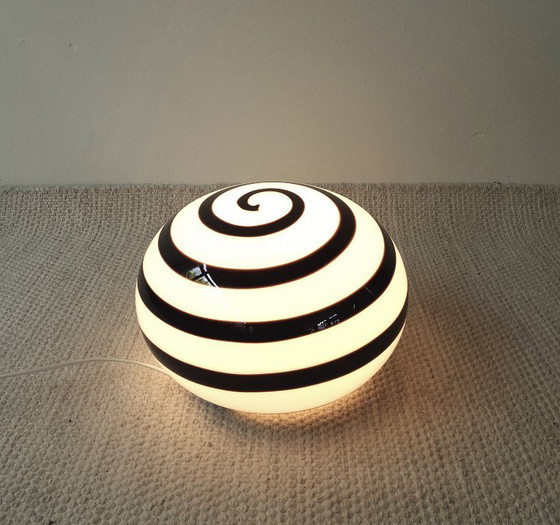 Image 1 of Large ILU di Vetro glass table lamp / floor lamp, model Zebra black and white glass, Italian glass Dutch design
