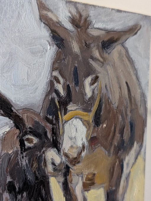 Ritratto di un asino in stato di maternità, olio su tavola, XX secolo.