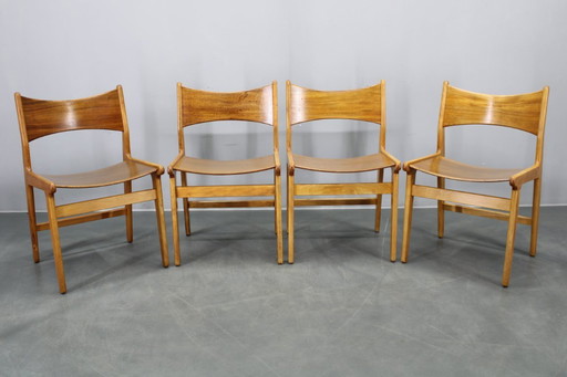 Sillas de comedor danesas de mediados de siglo en afzélie y haya, juego de cuatro