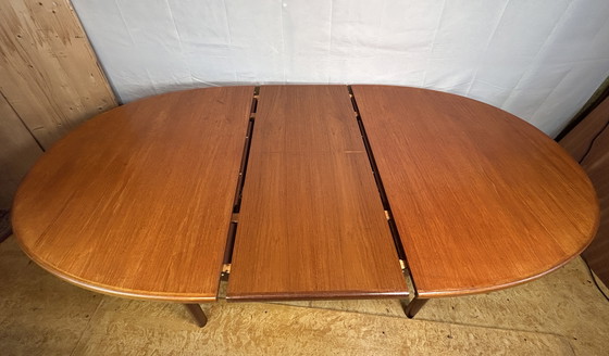 Image 1 of Mid-Century Retro Vintage Teak Oval Extending Dining Table by McIntosh – 1960s 