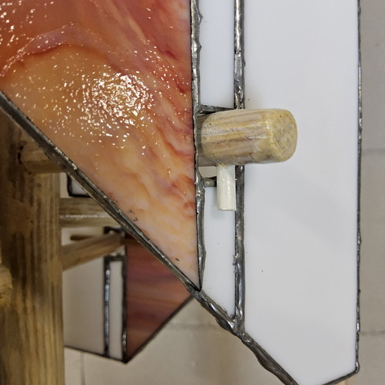 Image 1 of Lampada da terra in vetro colorato di pino, fatta a mano, vintage / lampada unica