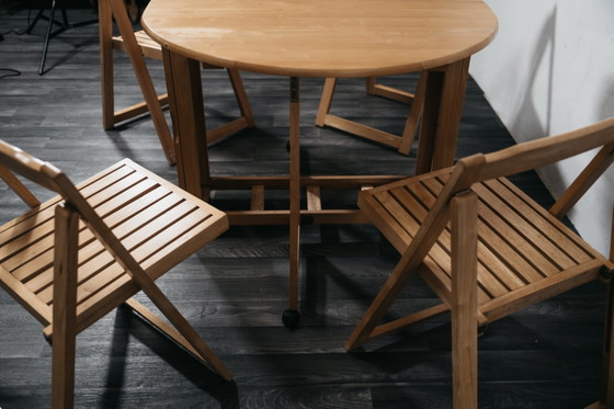 Image 1 of Folding Table and Chair Set, Space-Saving Design, 1980s Garden Dining Set