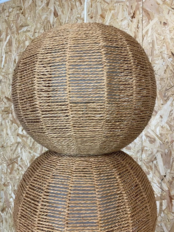 Image 1 of XL 60s 70s lamp lamp ball lamp raffia wickerwork space age design 60s
