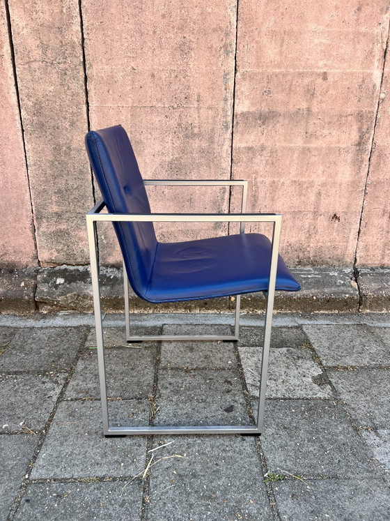 Image 1 of 8 sillas de comedor Arco Frame / Cuero azul / Burkhard Vogtherr