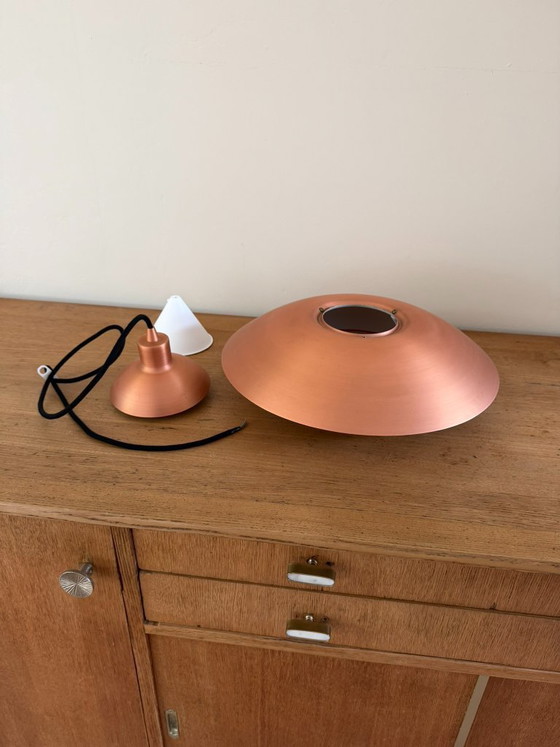 Image 1 of Lampada a sospensione vintage danese in rame - Lampada di design danese
