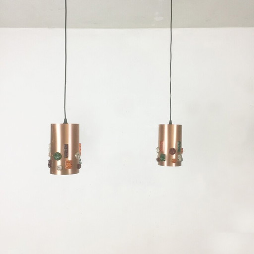 Set van 2 koperen hanglampen, Duitsland - jaren 1970