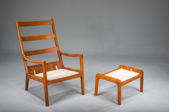 Image 1 of Senator Hochlehnsessel und Ottomane aus Teakholz von Ole Wanscher für Poul Jeppesen Collectors, Cado, 1960er Jahre
