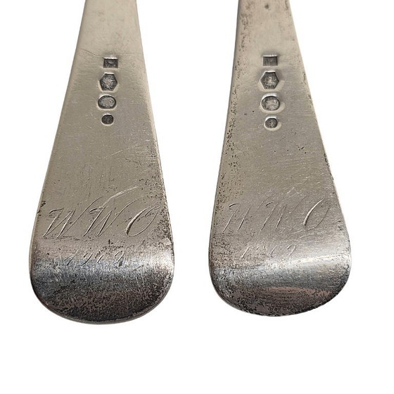 Image 1 of Antiek zilveren vork en lepel van Kempen, begin 1900