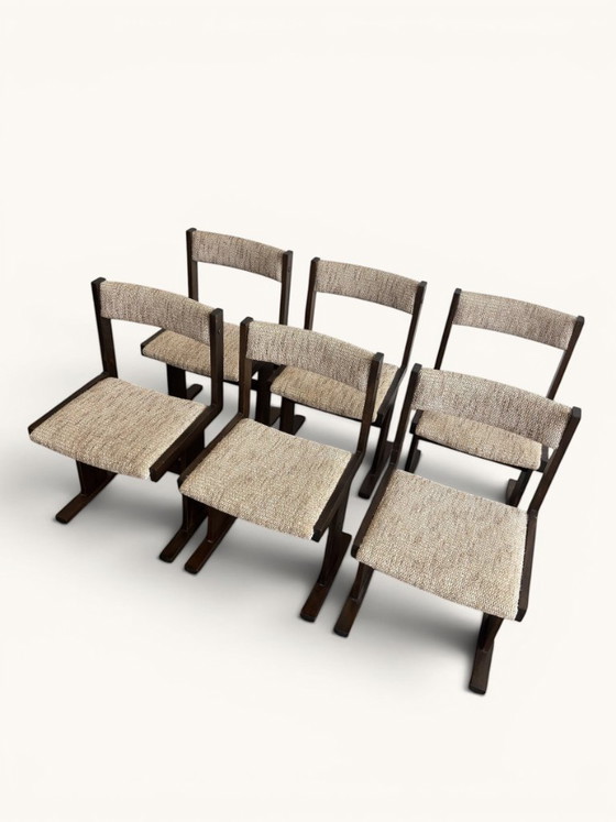 Set mit 6 Esszimmerstühlen von Poul H. Poulsen für Gangsø Møbler – Textile, Wood (photo 2 of 9)
