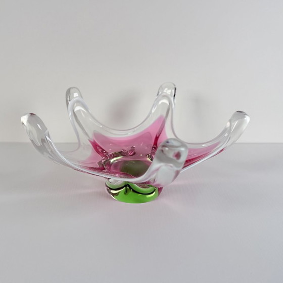 Image 1 of Grande ciotola di vetro di Boemia a forma di stella, Josef Hospodka