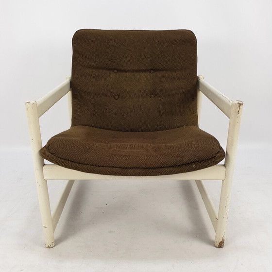 Image 1 of Pair of vintage armchairs in brown fabric for Artifort, 1960