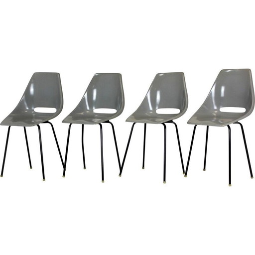 Ensemble de 4 chaises vintage en fibre de verre par Miroslav Navratil pour Vertex 1960s