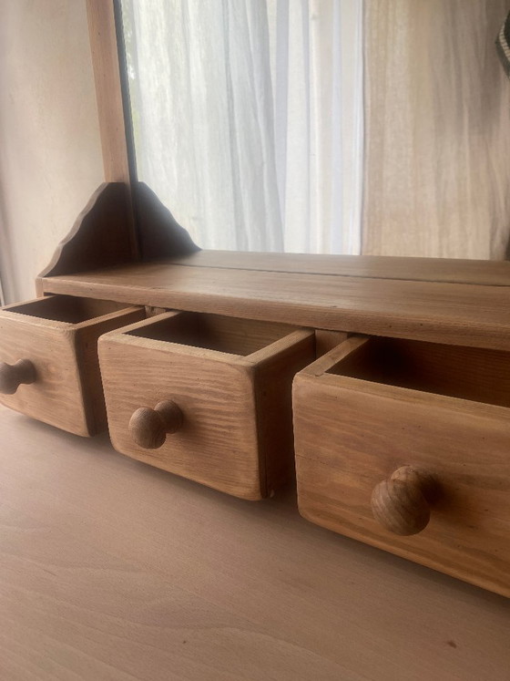 Image 1 of Estantería de pared antigua con espejo y 3 cajones - estilo tocador