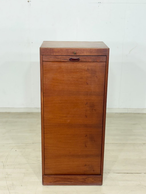 Commode à cylindre en teck vintage / Meuble design danois / Commode / Étagère