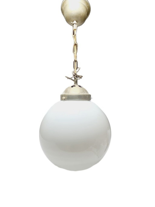 Mid-Century Pendant Lamp from Polam, 1950s – hanglampen, Glass, Metal (photo 2 of 8)