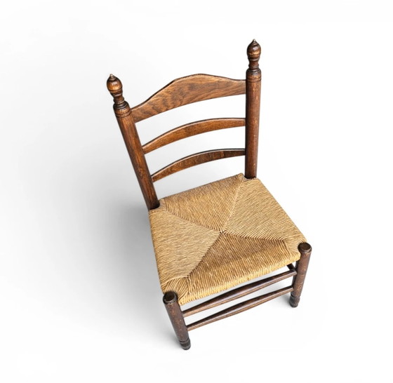 3 x Antique Provincial Ladderback Child's Chairs / Rush Seat / 1930s – Dining chairs (photo 10 of 18)
