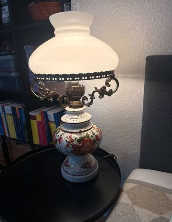 Image 1 of Majolica kerosene lamp style