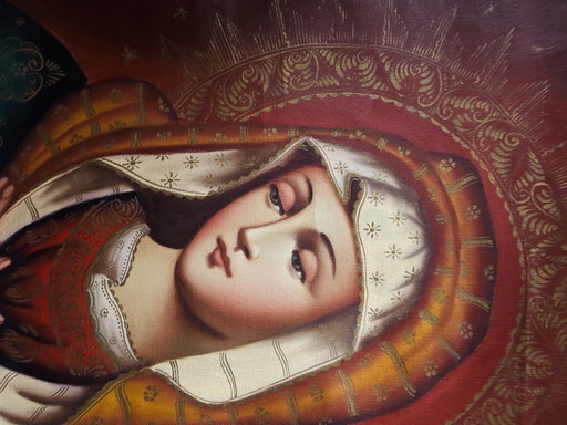 Maria auf Leinen gemalt von der Cusco-Schule in Peru