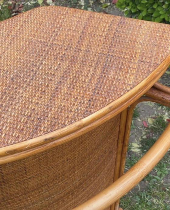 Image 1 of Half-moon bar in rattan and woven wicker – Vintage work, circa 1960-1970