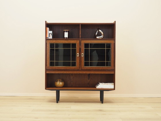 Vetrina danese in rovere con illuminazione e ripiani regolabili, anni '60 – Vetrine, Legno (photo 2 of 18)