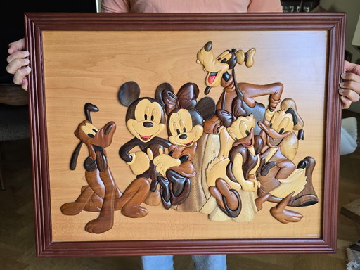 Large panel, painting, Disney, wood in 2-D