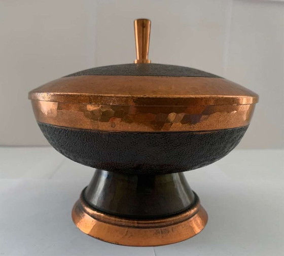 Image 1 of Hans Przyrembel Scatola con coperchio Bomboniera Marianne Brandt Alfred Lipovec Bauhaus Rame