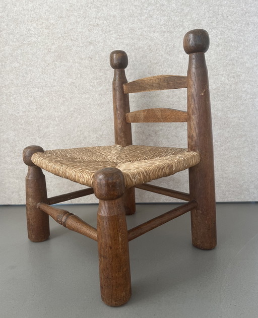 Charles Dudouyt – Brutalist Wabi-Sabi Chair / High Chair – Oak & Reed