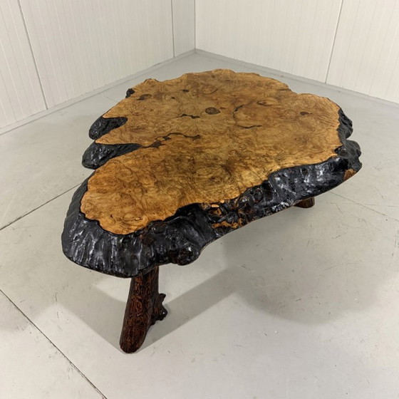 Image 1 of Frank Armich large tree trunk coffee table Canada 1970's