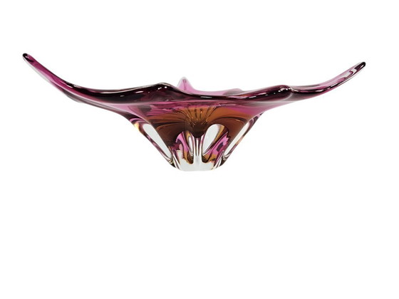 Image 1 of Egermann - Böhmisch - Friedrich Egermann - Vase - mundgeblasen - orange/lila - 1960er Jahre