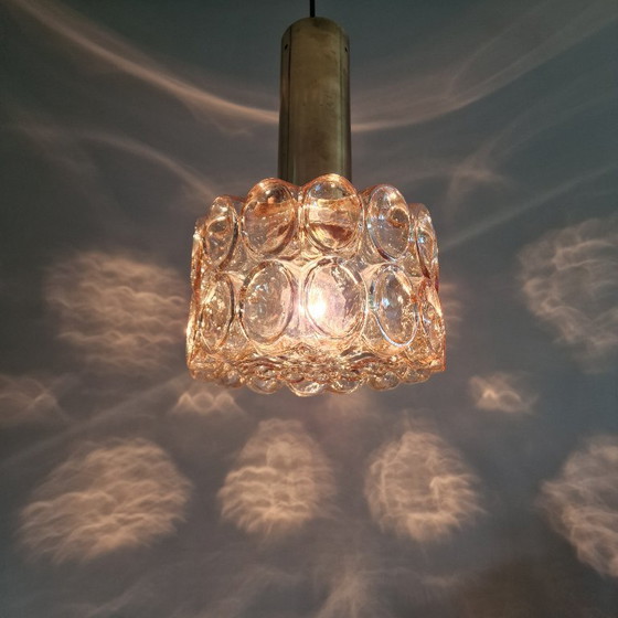 Image 1 of Large Vintage Glashütte Limburg Pendant Lamp - Helena Tynell - Bubble Glass & Brass - Ø 27 cm - 1970s