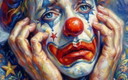 Pittura / Clown Triste Van Gogh / (60x60 Cm)