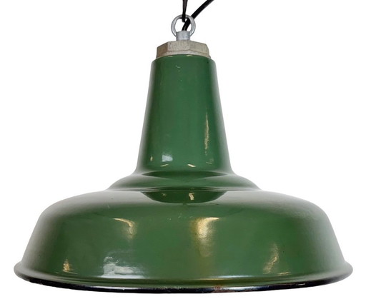 Industrial Green Enamel Factory Pendant Lamp, 1960s