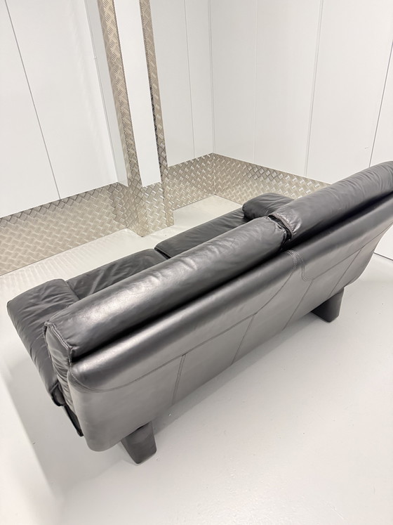 Image 1 of Divano vintage a 2 posti Young International – in pelle nera – anni '80/'90