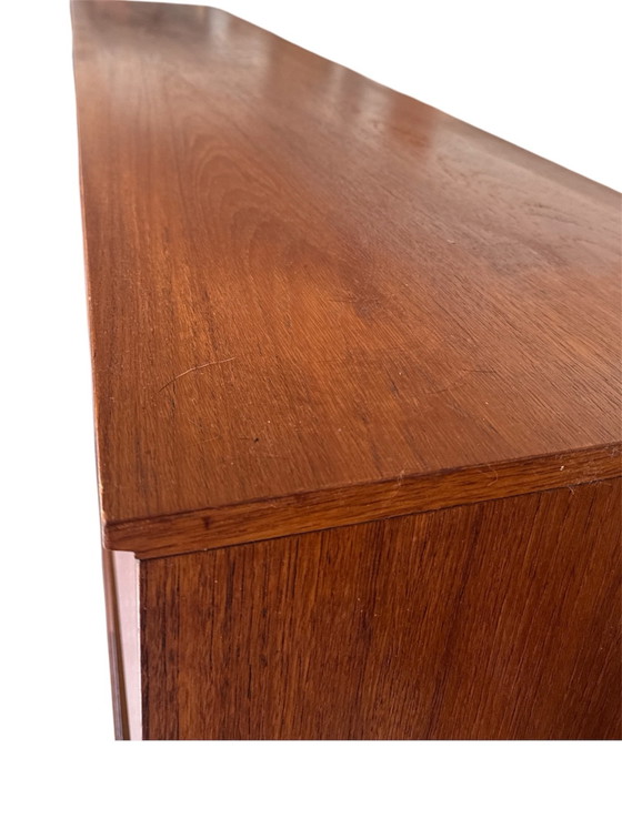 ⁠Deens Vintage Mid-Century Teak Highboard / Wandmeubel, High boards, Hout, Bruin (foto 11 van 11)