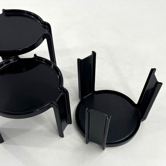 Image 1 of Set zwarte bijzettafels van Giotto Stoppino voor Kartell, jaren 70.