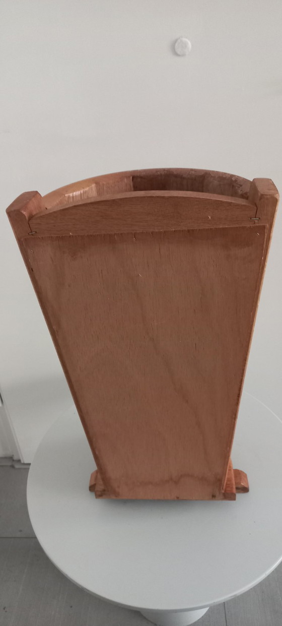 Image 1 of Vintage retro brutalist eiken houten paraplubak jaren '70