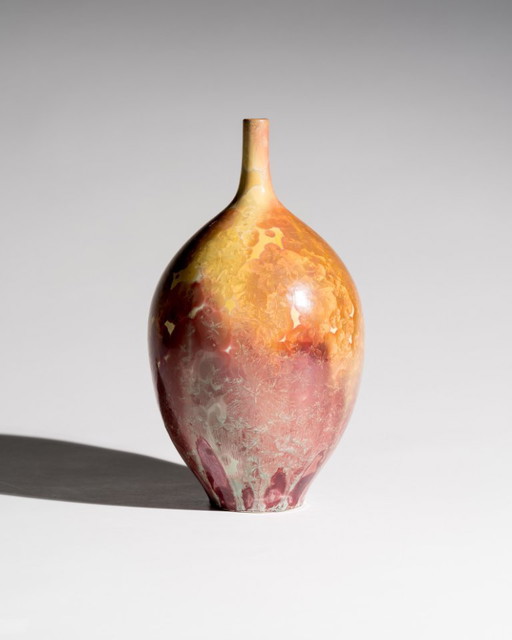German Studio Pottery Vase with Crystalline Glaze, Signed, Germany, 20th Century