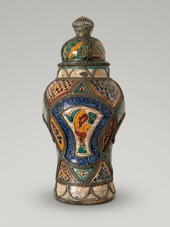 Große marokkanische Potiche aus Keramik und Metall – 38 cm – Dekorative Objekte, Ceramic (photo 5 of 15)