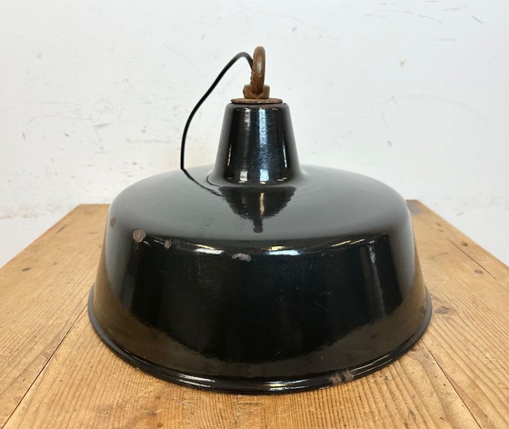 Image 1 of Black Enamel Industrial Pendant Lamp, 1950s