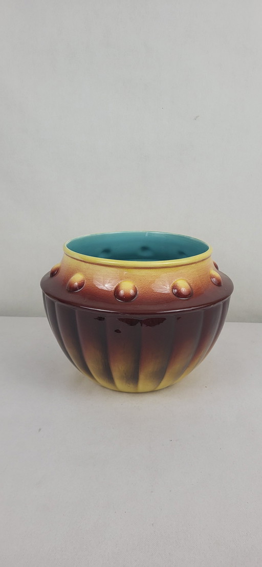 Cache Pot en Faïence de Sarreguemines / Art Déco