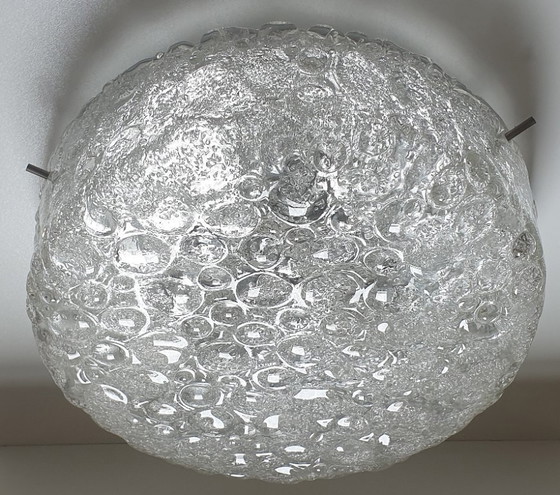 Lámpara de techo Hillebrand Murano Ice Glass de la década de 1970. – Plafones, Chrome (photo 3 of 35)