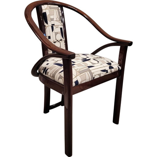 Vintage stoel "Euphoria Cubista" in gelakt hout en stof voor Misia Parijs, Frankrijk 1970