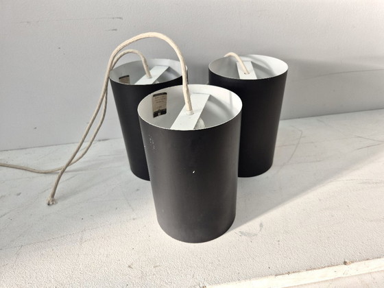 Image 1 of 6 Louis Poulsen "pipe" pendant lights, 1960s, lacquered steel