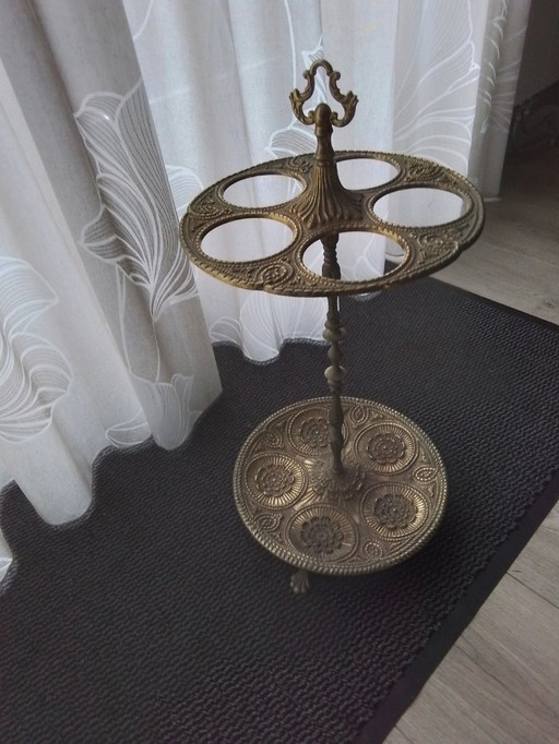 Antique brass umbrella stand