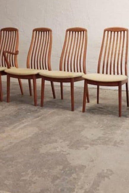 4 x Sedie da pranzo danesi mid-century di Schou Andersens – Tessile, Legno (photo 3 of 7)