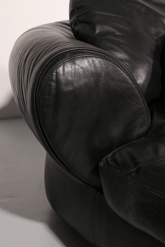 Image 1 of Divano componibile postmoderno dalla forma organica in pelle nera