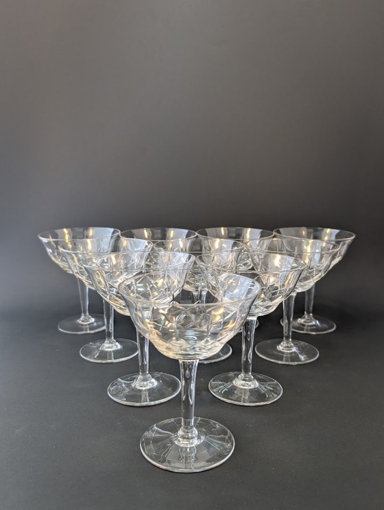 Image 1 of 10 copas de cristal para champán (Doyen) reactivas a la luz UV