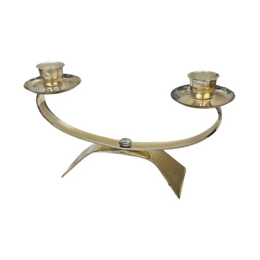 Vintage modernist WMF two-arm candle holder, Radtke model (1958), silver-plated, 1960s.